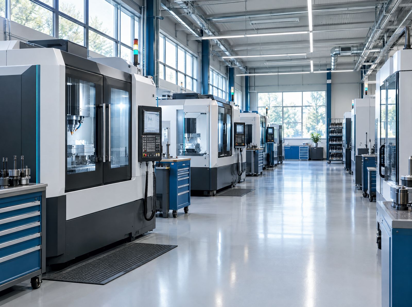 Moderne CNC-Fertigungshalle